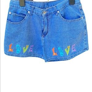 Retro Bubba Gum Jean Shorts Embroidered Love 11